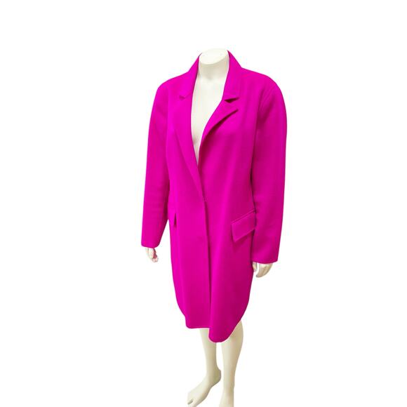 Bcbgmaxazria Emma Neon Pink Wool Linerless Wool Coat Large - Picture 5 of 10